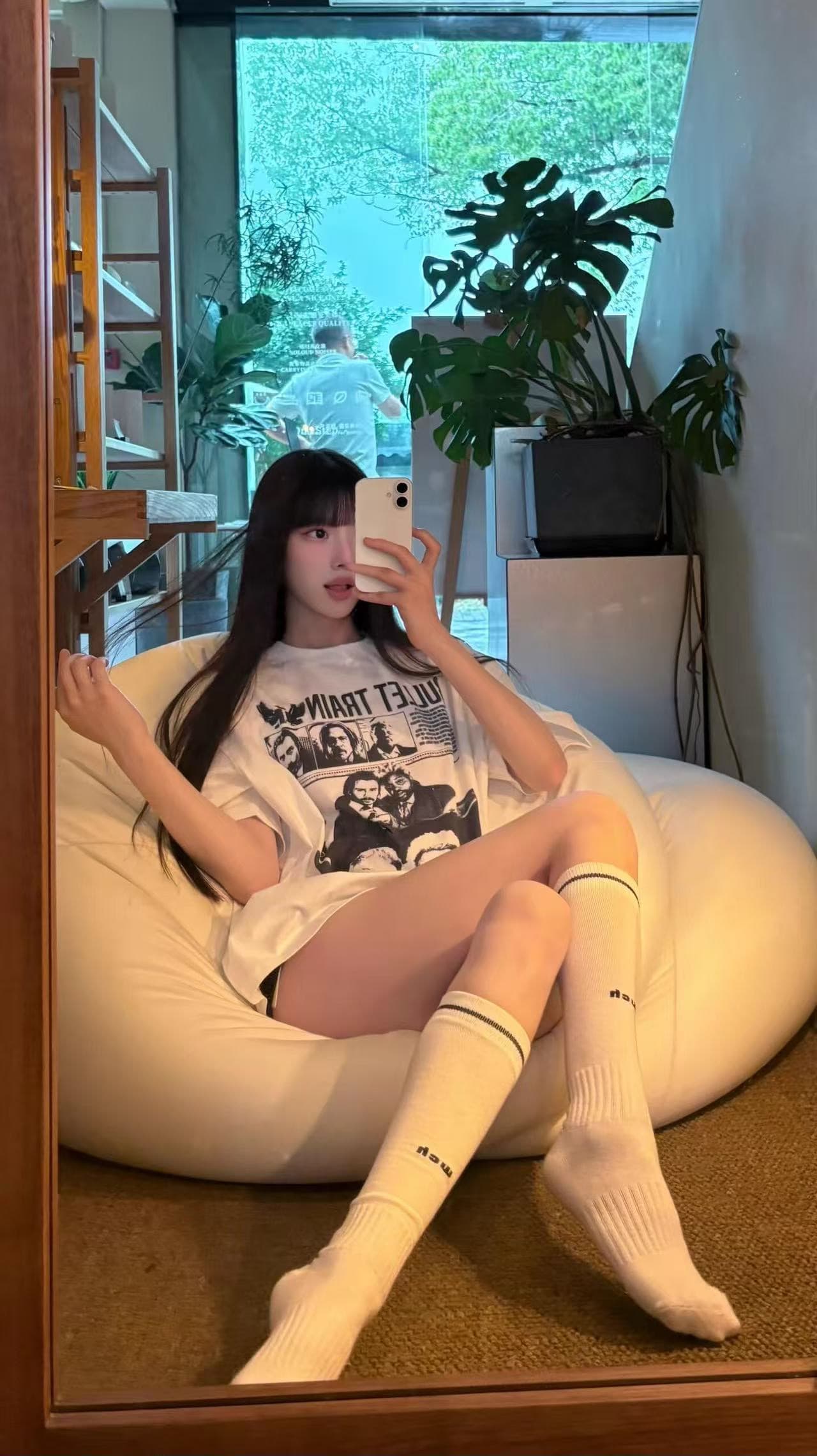 230 크 순면 빗질하다 닫기 여름 새로운 프린트 루즈핏 반팔 티셔츠 상세 이미지 4