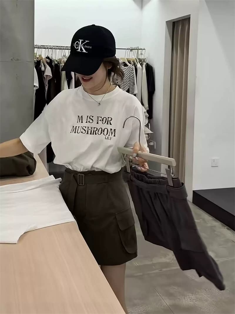 여름 새로운 아메리칸 루즈핏 다용도 프린트 반팔 티셔츠 여성 이미지 2