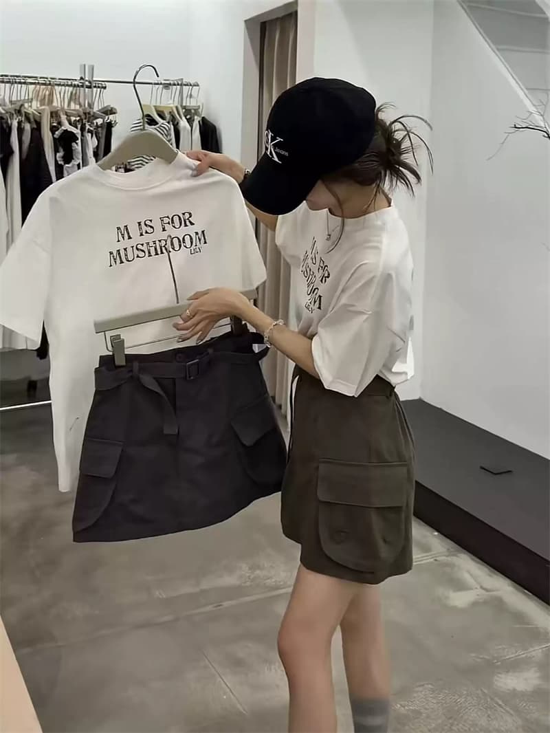 여름 새로운 아메리칸 루즈핏 다용도 프린트 반팔 티셔츠 여성 상세 이미지 3
