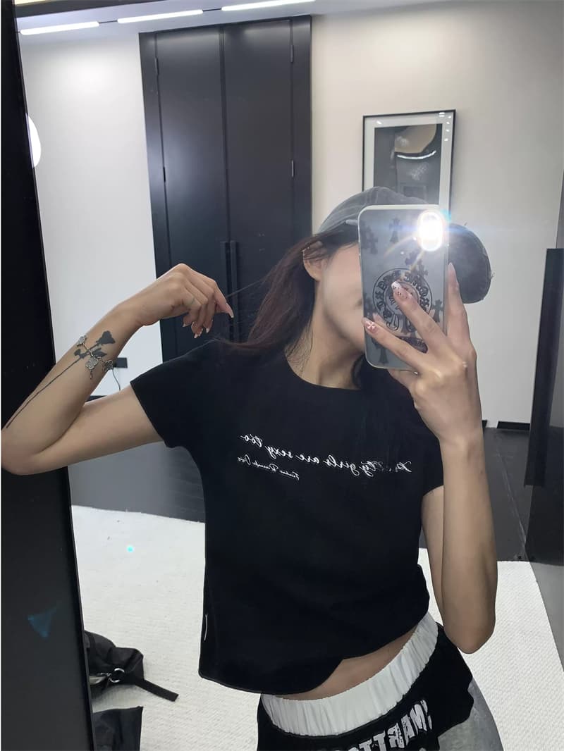 순면 40 220 그램 92 면 8 암모니아 Lun 긍정적 인 어깨 반팔 t 이미지 3