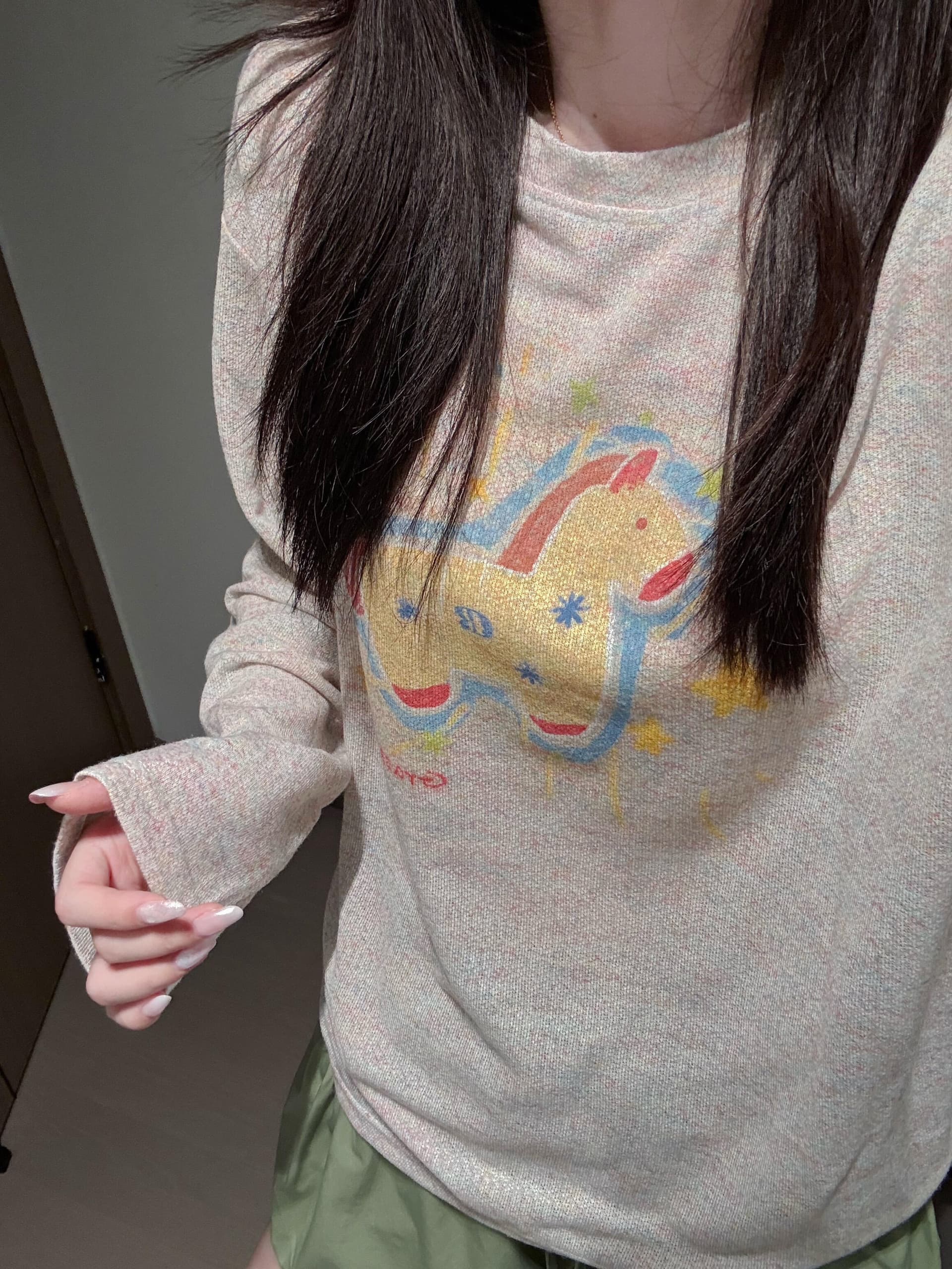 비 압력 그림 고무 인쇄 원본 크기 솜씨 광저우 원본 컬러 코튼 긴팔 자외선 차단 블라우스 상세 이미지 1
