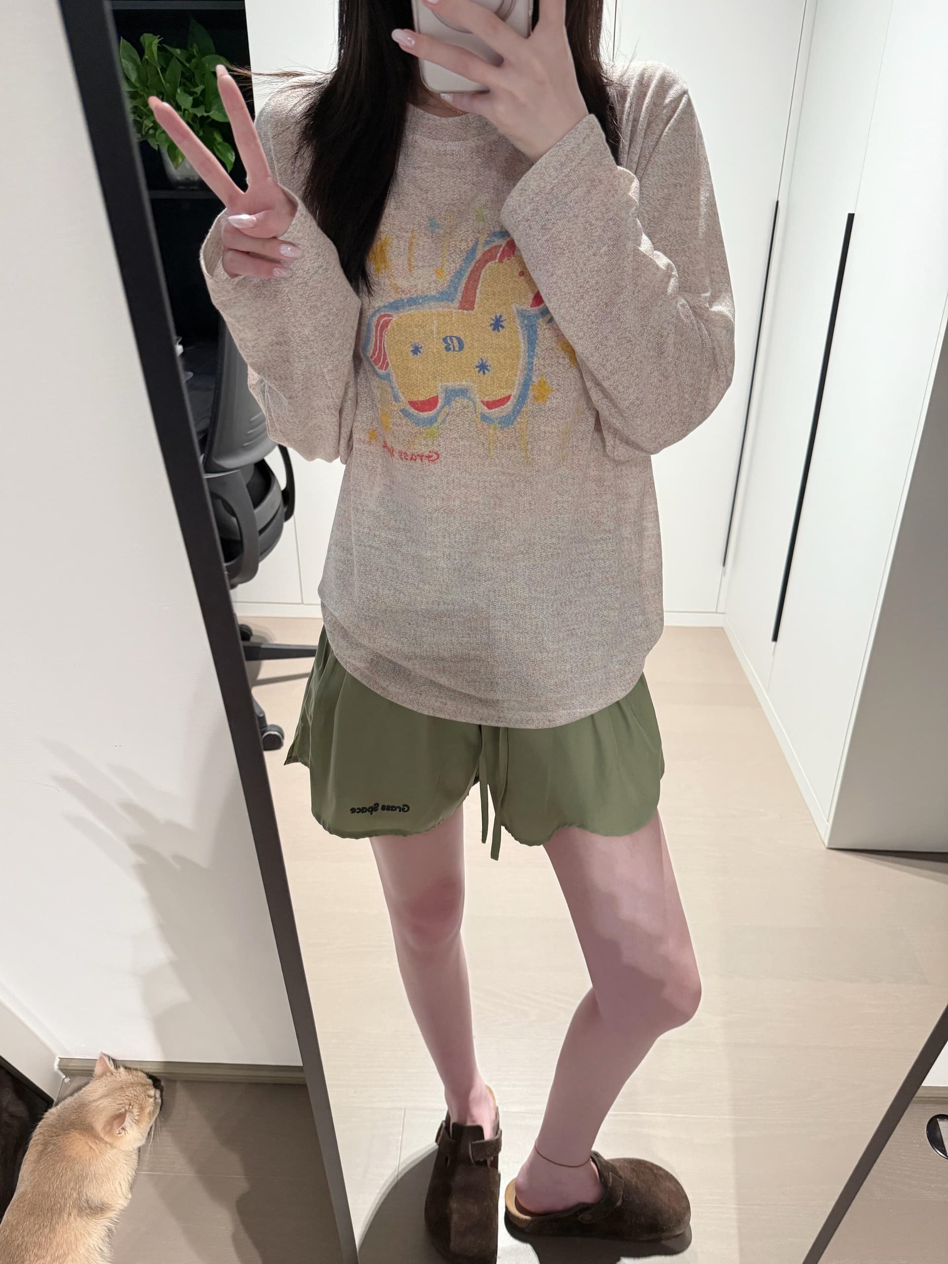 비 압력 그림 고무 인쇄 원본 크기 솜씨 광저우 원본 컬러 코튼 긴팔 자외선 차단 블라우스 상세 이미지 3
