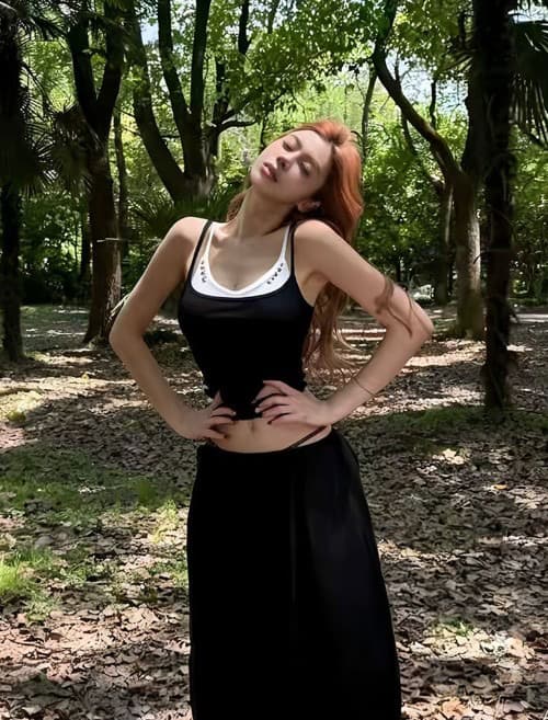 훌륭함 면 1 1 작은 대중 몸매 가꾸기 슬림해 보이는 외출용 아메리칸 핫걸 캐미솔 여름 디자인 센스 배색 맨위 상세 이미지 2