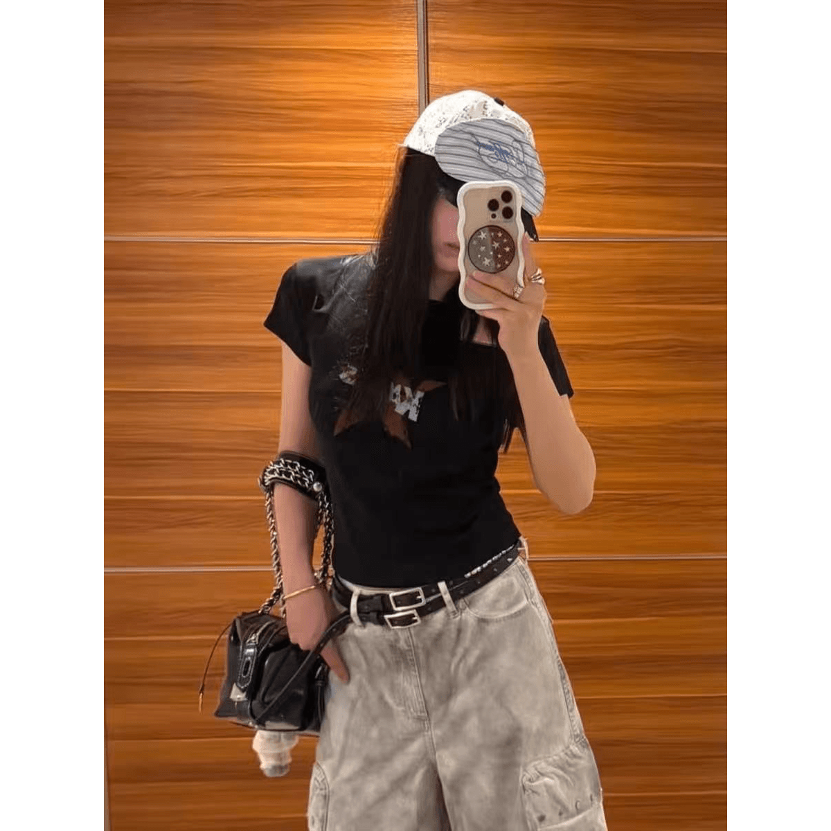 40 230 크 95 면 5 암모니아 Lun 이후 패키지 칼라 높음 폭탄 몸매 가꾸기 자주 규칙 성 어깨 티셔츠 이미지 5