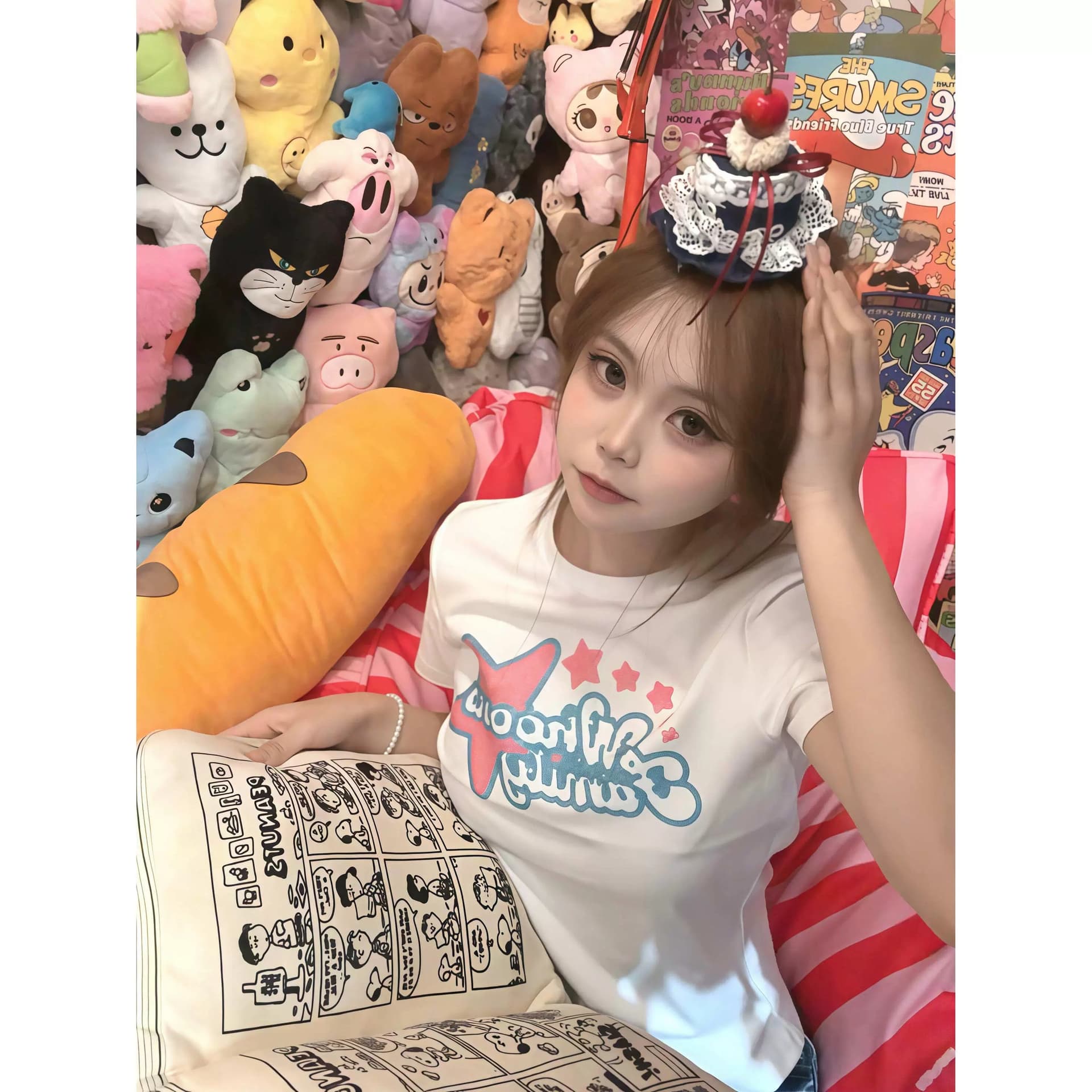 순면 40 220 그램 92 면 8 암모니아 Lun 긍정적 인 어깨 반팔 t 이미지 2