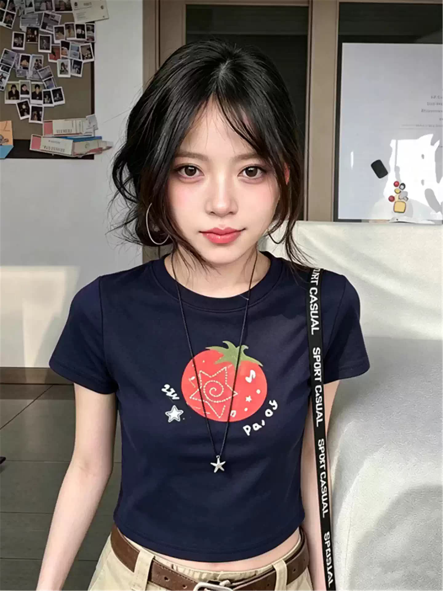 순면 40 220 그램 92 면 8 암모니아 Lun 긍정적 인 어깨 반팔 t 이미지 4