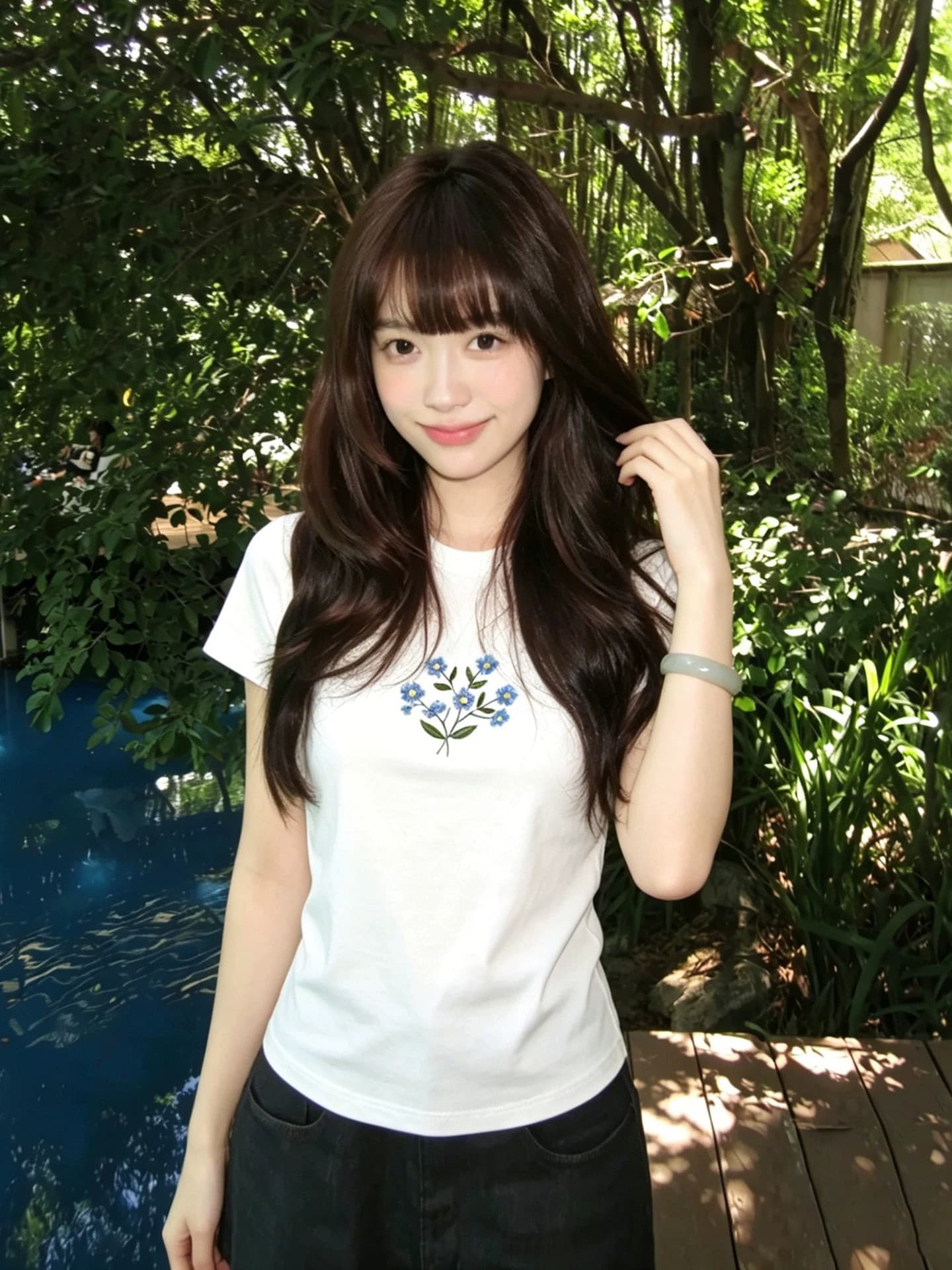아메리칸 레트로 순면 긍정적 인 어깨 라운드 넥 프린트 반팔 티셔츠