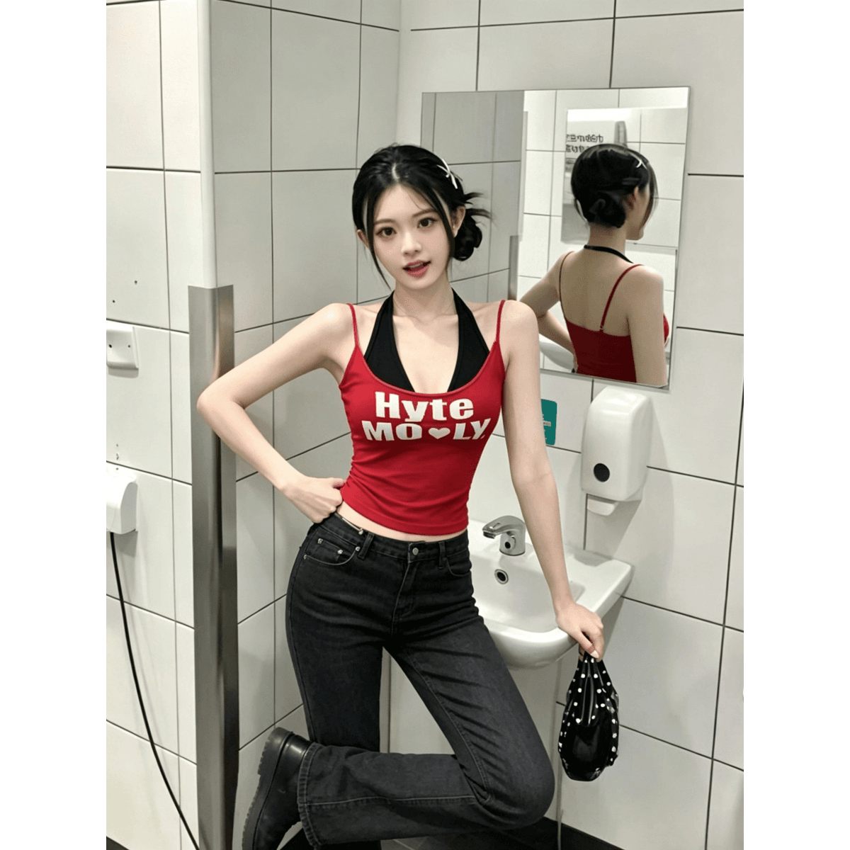 260 그램 사람들 면 모달 알파벳 프린트 캐미솔 몸매 가꾸기 쇼트 스타일 맨위 이미지 5