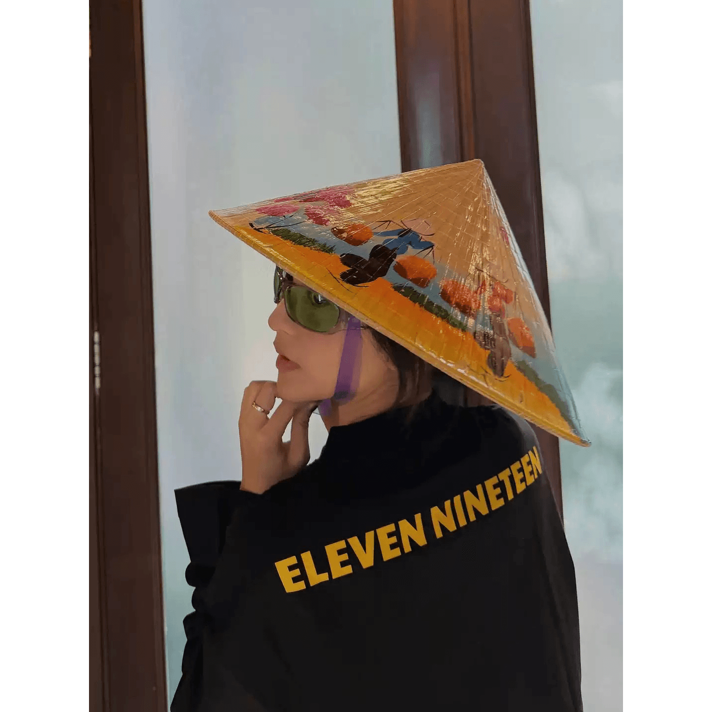 순면 210 그램 빗질하다 정밀 프린트 가을 루즈핏 긴팔 티셔츠 여성 이미지 5