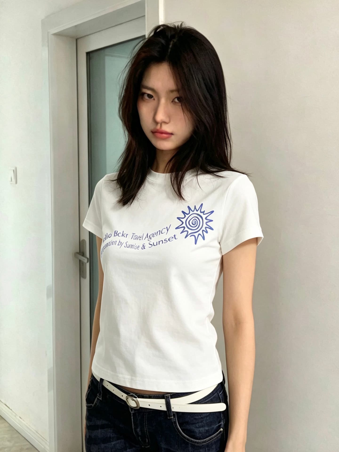 1 1 순면 일반 섹션 긍정적 인 어깨 일반 반팔 높은 탄력성 새로운 여름 몸매 가꾸기 슬림해 보이는 맨위 상세 이미지 1