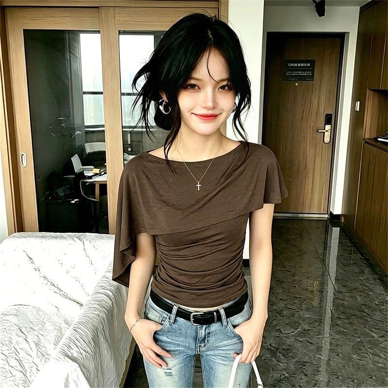 투피스 세트 사람들 면 260 그램 원본 것 있음 버클 숄 어깨 투피스 조끼 여성 여름 이미지 4