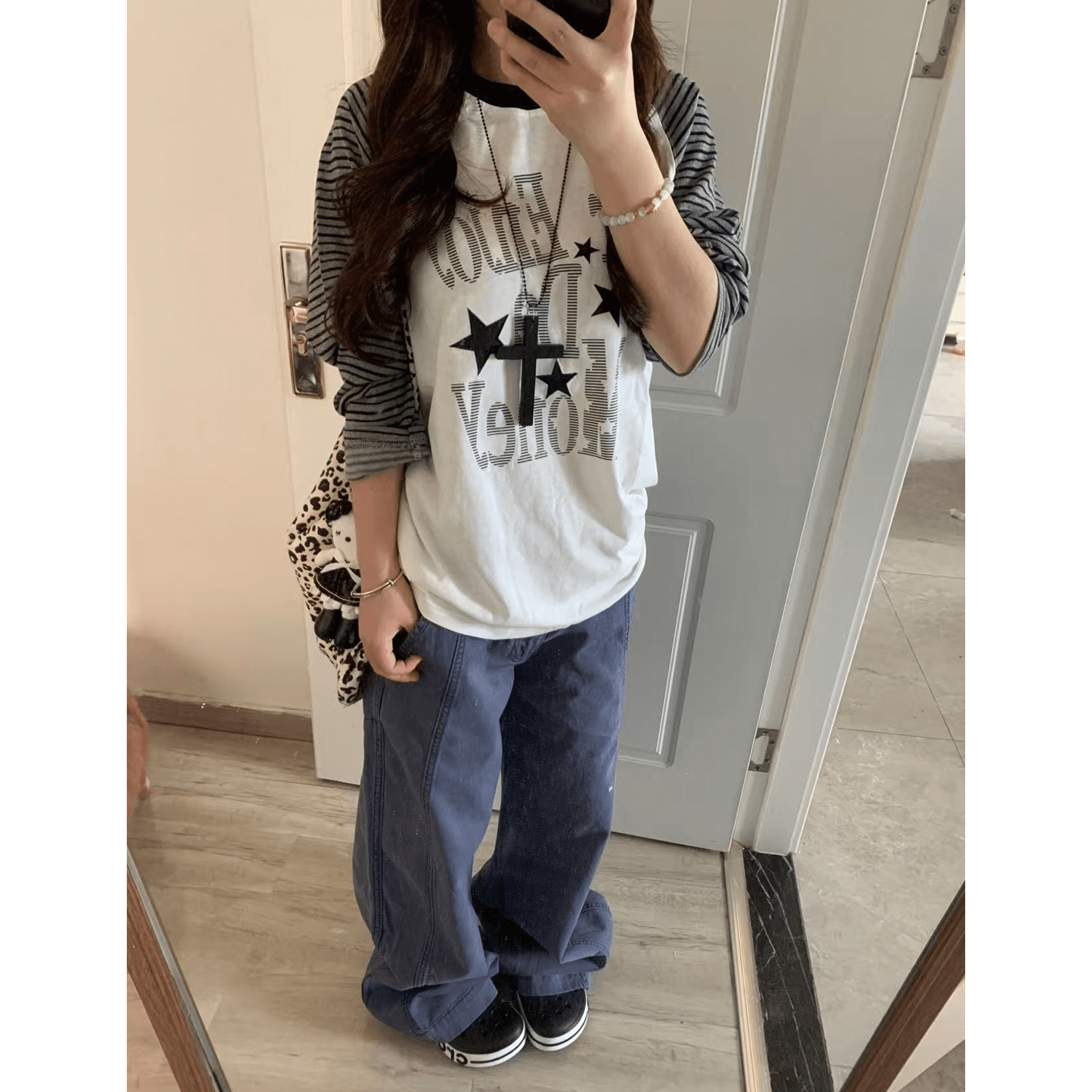 프린트 자수 막대기 가죽 광저우 눈꽃 면 자외선 차단 블라우스 여성 이미지 5