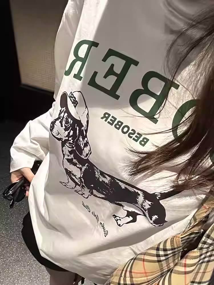 한 부서 순면 라운드 넥 가을 의상 긴팔 티셔츠 여성 루즈핏 맨위 상세 이미지 3