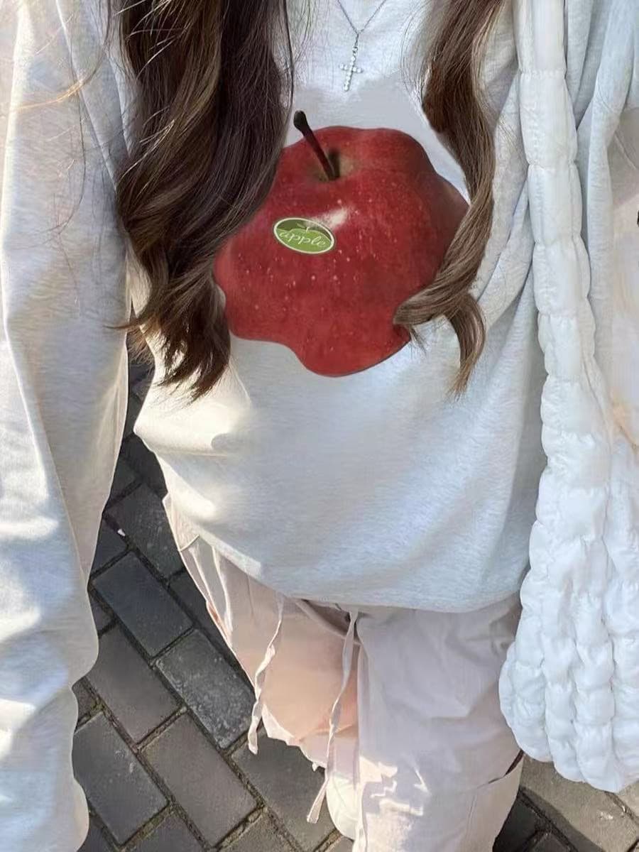 높은 품질 순면 200그램 21 빗질하다 정밀 프린트 가을 루즈핏 긴팔 티셔츠 여성