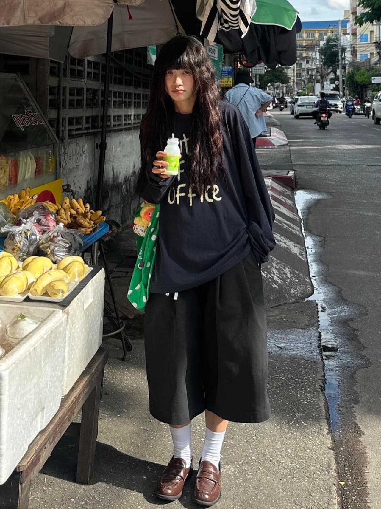 높은 품질 순면 200그램 21 빗질하다 정밀 프린트 가을 루즈핏 긴팔 티셔츠 여성 상세 이미지 5