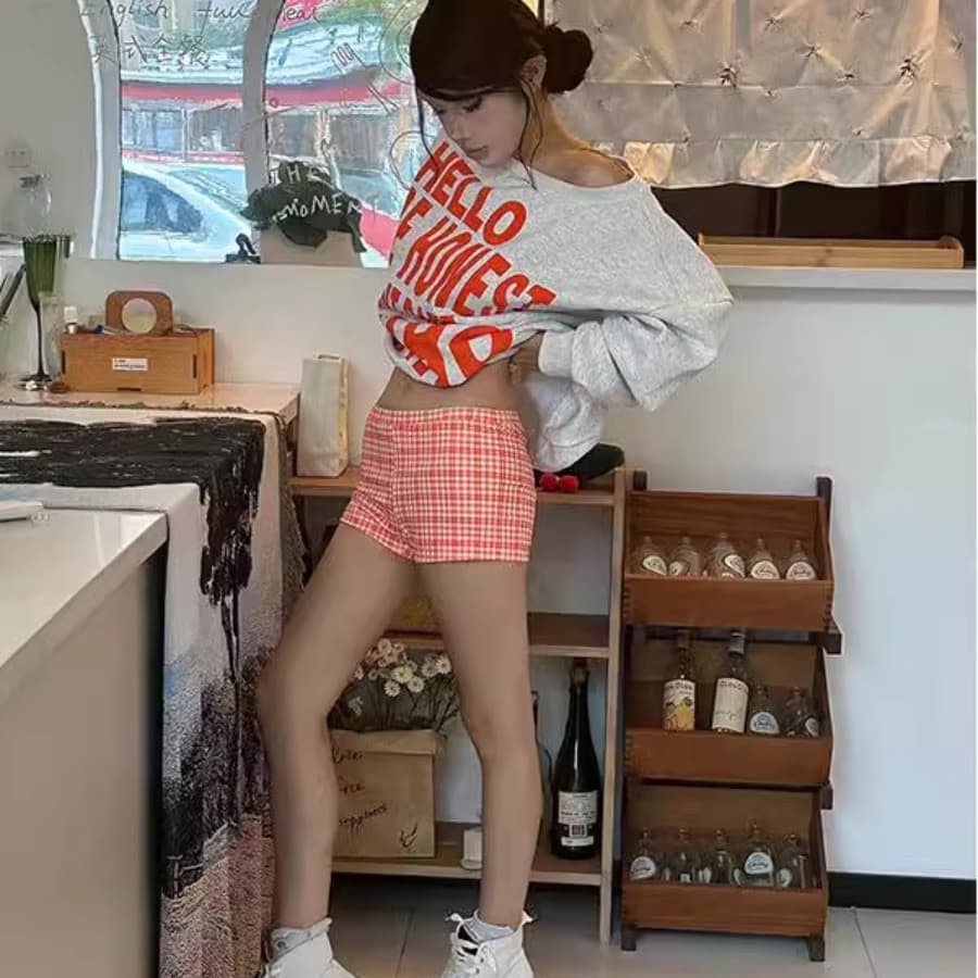 아메리칸 느긋한 chic 알파벳 프린트 비스듬한 어깨 후드티 여성 가을 새로운 느슨함 센스 루즈핏 캐주얼 맨위 상세 이미지 5