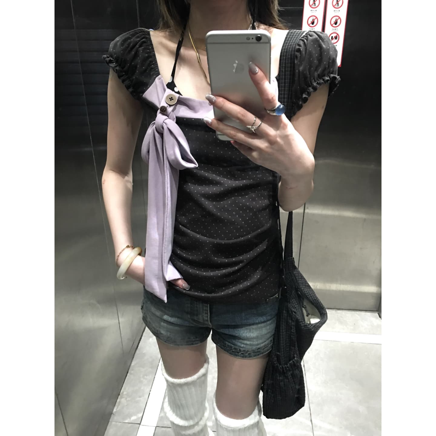 210 그램 40 좋은 면 반팔 티셔츠 몸매 가꾸기 허리 수축 측면 나비 넥타이 이미지 4