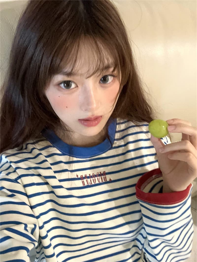 순면 220 그램 원본 것 긴팔 티셔츠 여성 전후 프린트 맨위 이미지 2