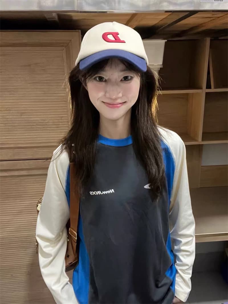 순면 220 그램 원본 것 긴팔 티셔츠 여성 프린트 이미지 2