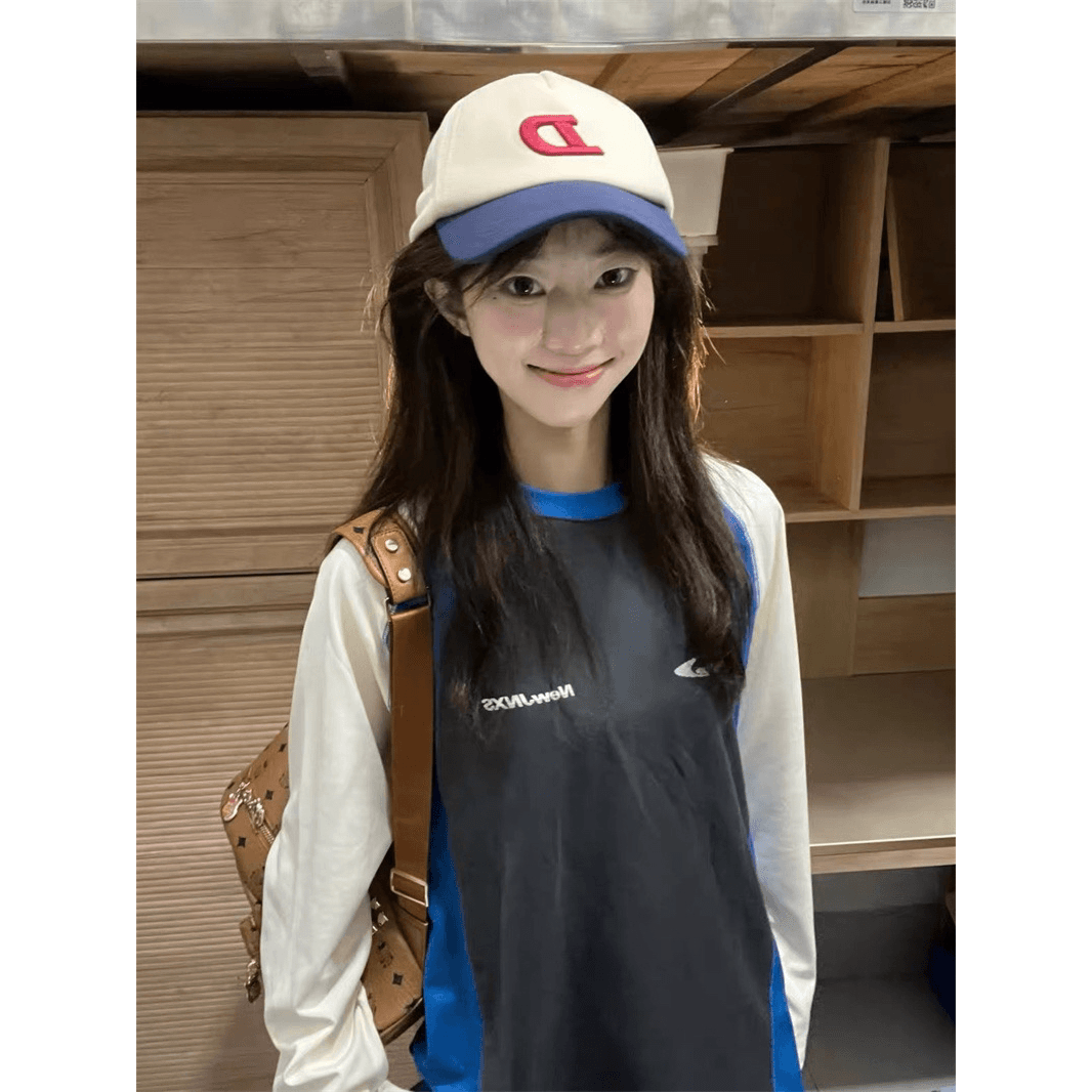 순면 220 그램 원본 것 긴팔 티셔츠 여성 프린트 이미지 5