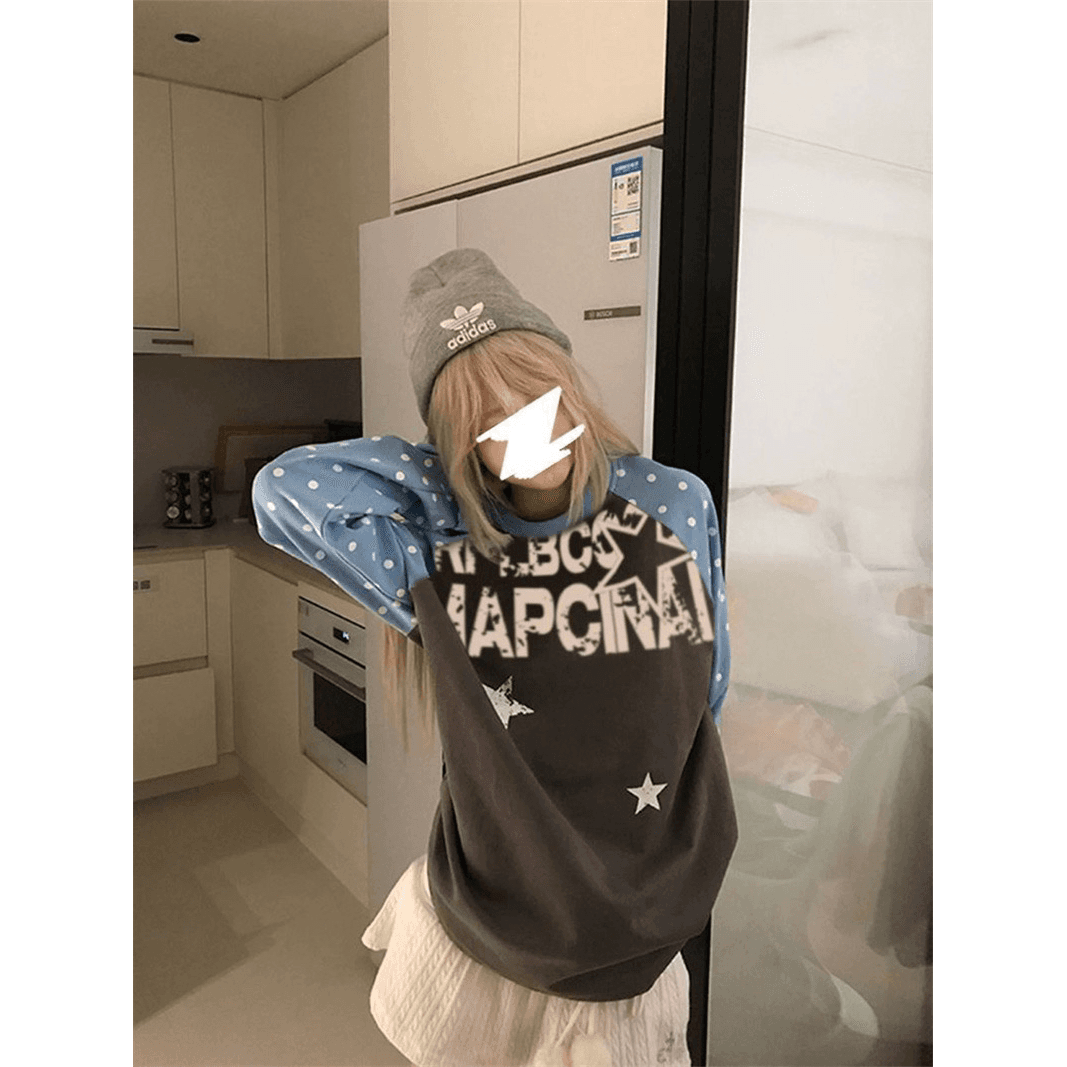 프린트 순면 220 그램 빗질하다 닫기 긴팔 티셔츠 이미지 5