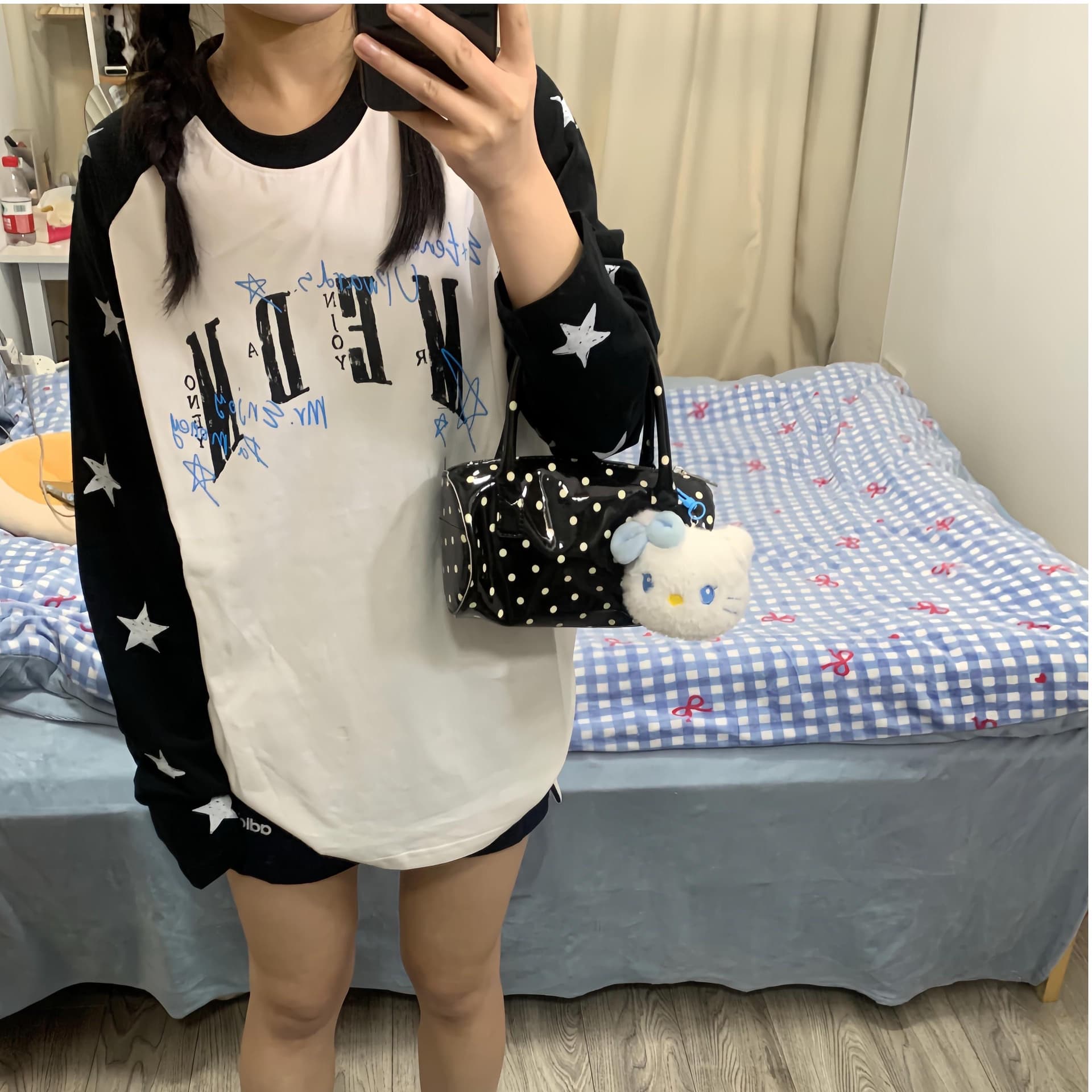 원본 솜씨 순면 220 그램 긴팔 티셔츠 여성 이미지 2