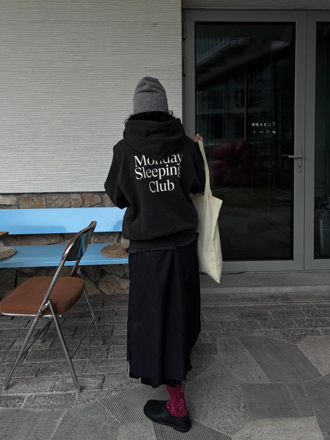 무거운 후아 면 은 여우 플러시 이중층 모자 영어 알파벳 프린트 지퍼 후드티 이미지 3