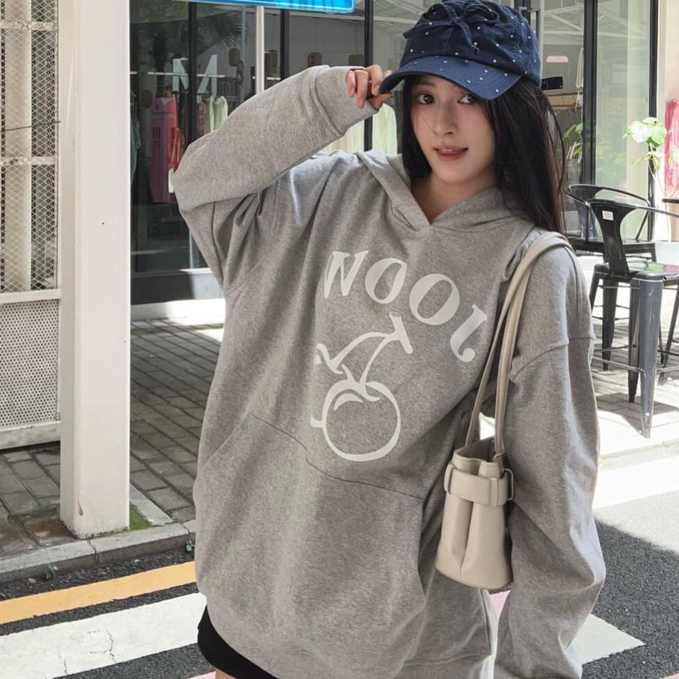 무거운 후아 면 은 여우 플러시 이중층 모자 과일 알파벳 프린트 후드 티 스웨터 이미지 3