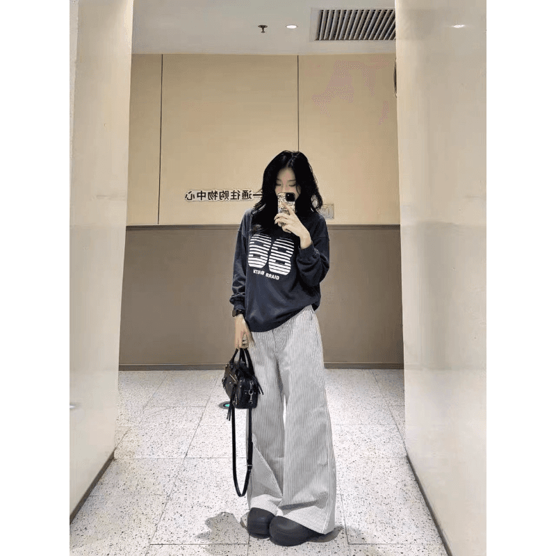소매 있음 뭉치 구두 긴팔 티셔츠 21 순면 이후 패키지 칼라 새로운 라운드 넥 프린트 맨위 이미지 5