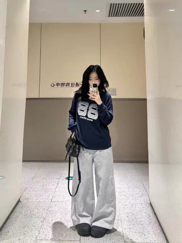 소매 있음 뭉치 구두 긴팔 티셔츠 21 순면 이후 패키지 칼라 새로운 라운드 넥 프린트 맨위 상세 이미지 4