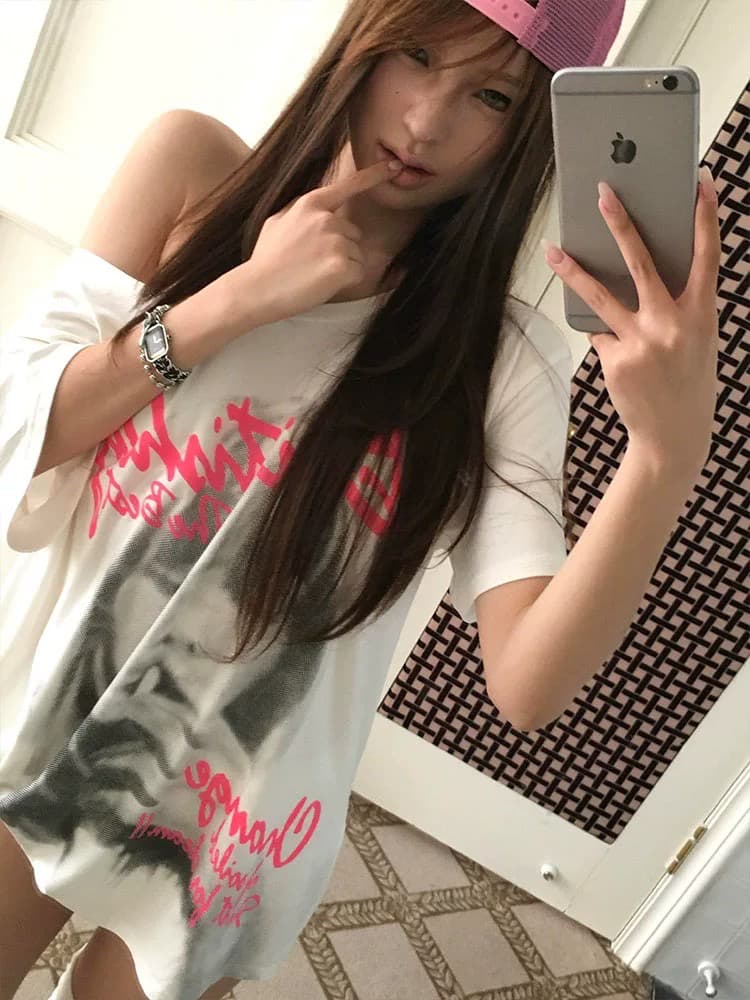 원본 것 주간 실크 리브 반팔 티셔츠 여성 여름 디자인 센스 오프숄더 슬림해 보이는 얇고 가벼운 마이크로 ~을 통해 의류 이미지 3
