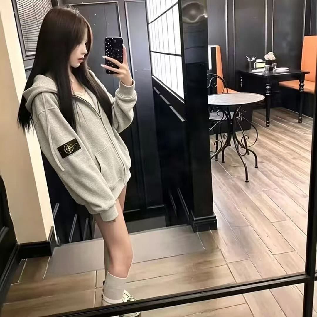얇은 스타일 이후 패키지 칼라 순수한 Mianhua 면 복합 후드티 여성