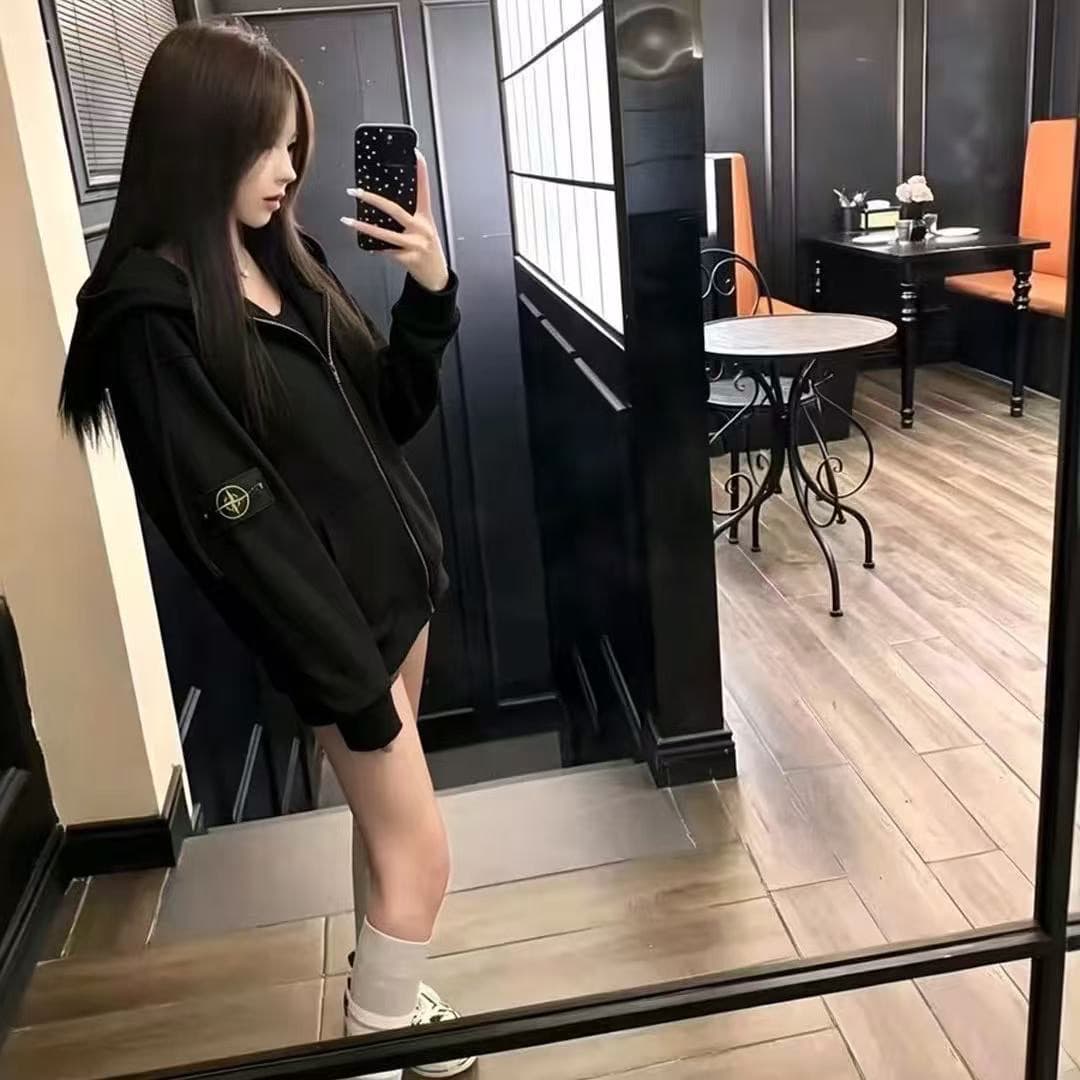 얇은 스타일 이후 패키지 칼라 순수한 Mianhua 면 복합 후드티 여성 상세 이미지 3