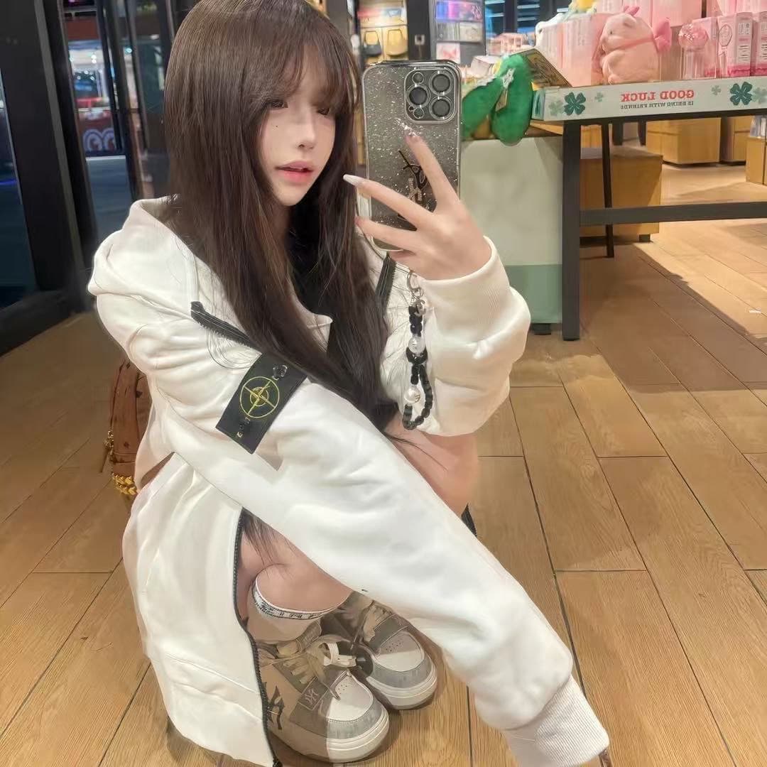 얇은 스타일 이후 패키지 칼라 순수한 Mianhua 면 복합 후드티 여성 상세 이미지 4