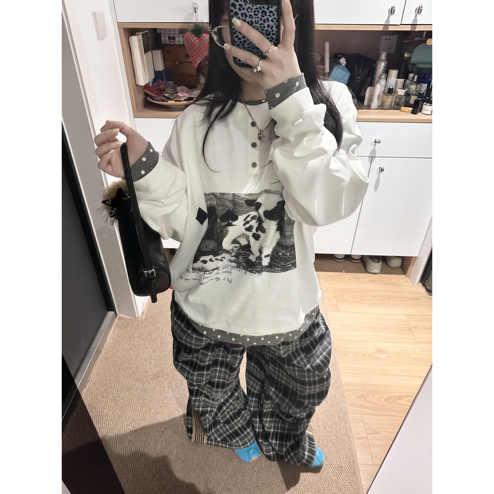 원본 솜씨 비 고무 인쇄 원본 260 그램 92 면 8 암모니아 Lun 긴팔 이미지 5