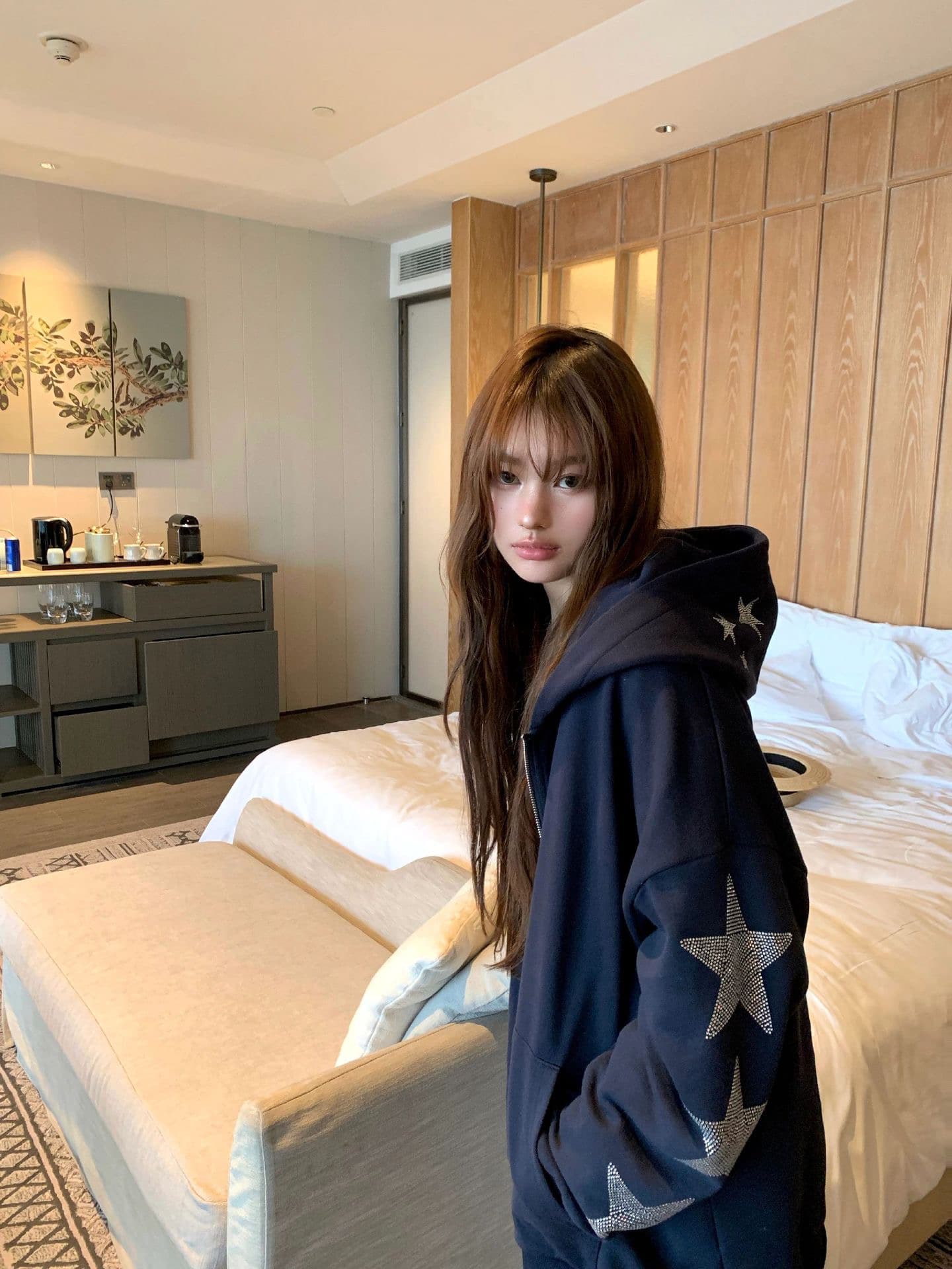 얇은 스타일 털이 있는 백금 지퍼 핫픽스 순수한 Mianhua 면 복합 지퍼 후드티 상세 이미지 2