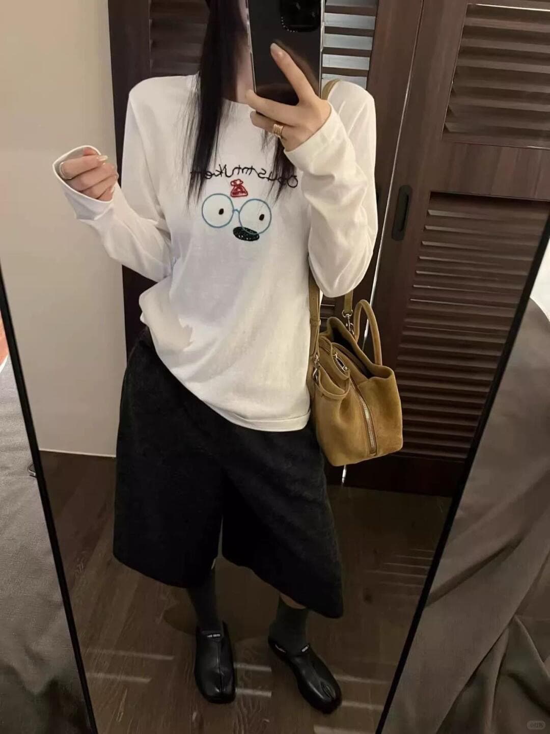 무거운 순면 빗질하다 닫기 영어 알파벳 프린트 루즈핏 긴팔 티셔츠 상세 이미지 2