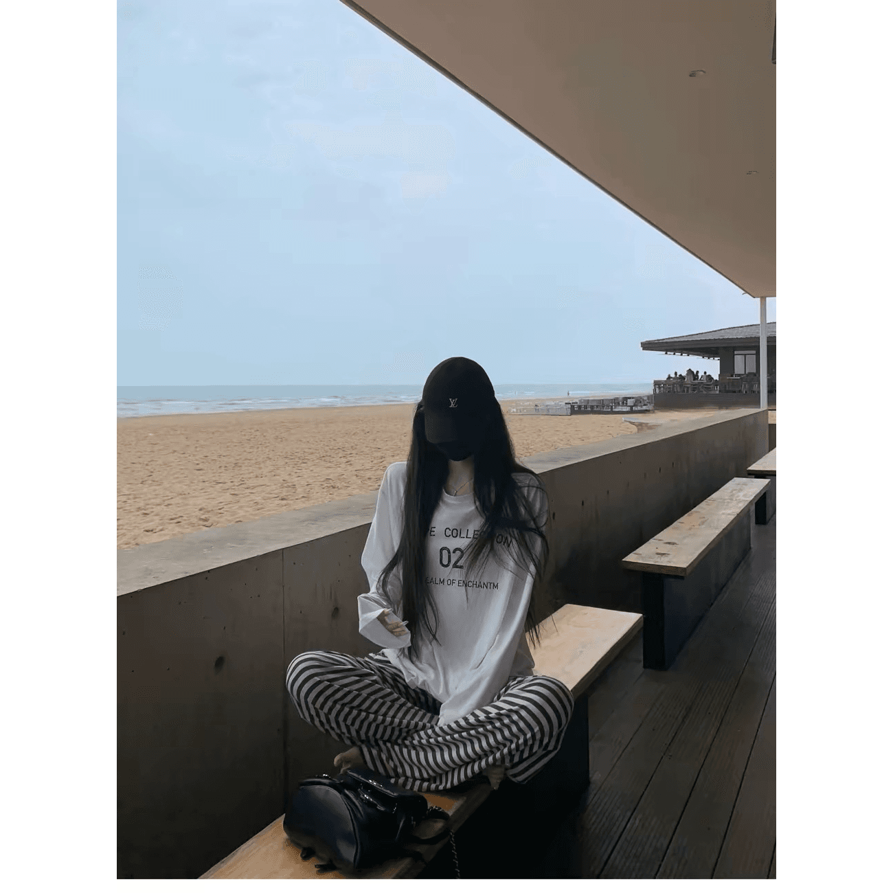 21 순면 이후 패키지 칼라 프린트 긴팔 티셔츠 여성 루즈핏 라운드 넥 맨위 이미지 5