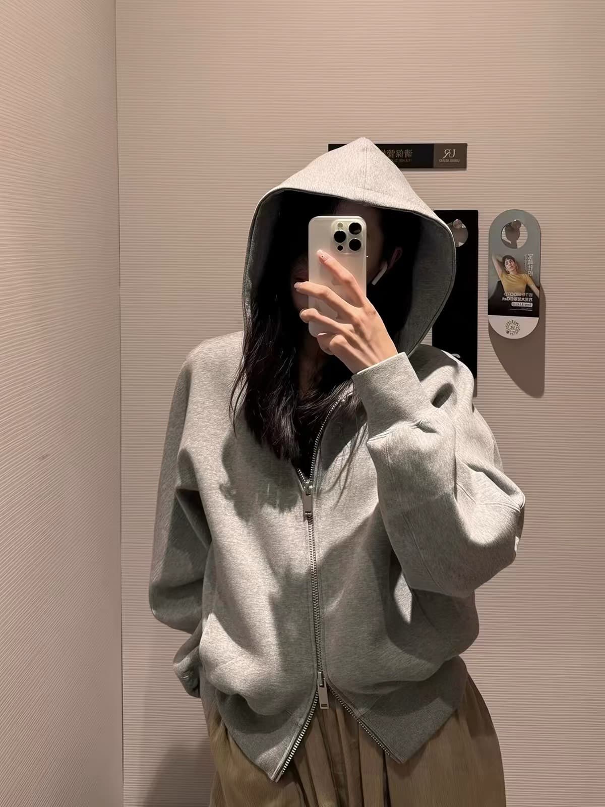 광저우 순수한 Mianhua 면 복합 얇은 스타일 털이 있는 지퍼 후드티 오픈 가디건 털이 있는 재킷 상세 이미지 4