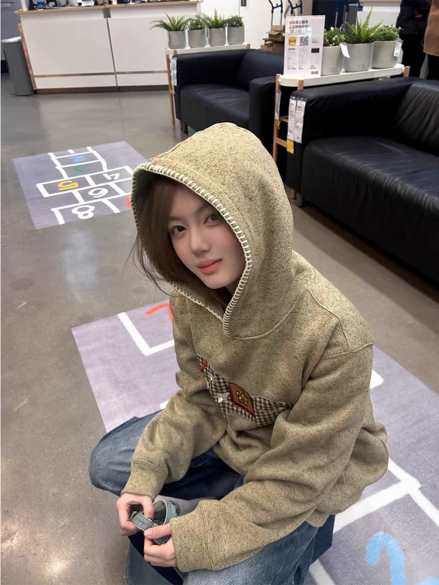 광저우 원단 원본 천 원본 것 외출용 후드티 자수 이미지 2