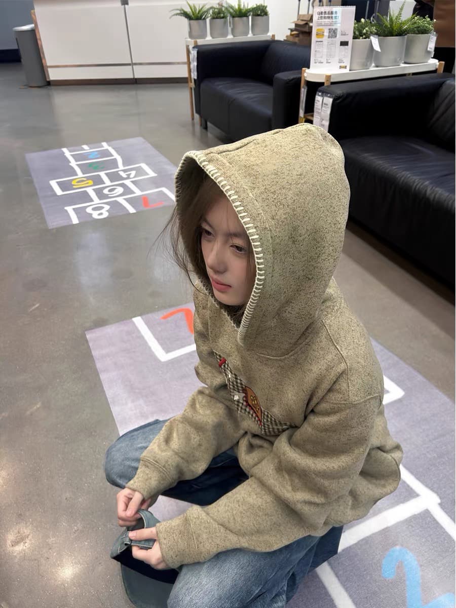 광저우 원단 원본 천 원본 것 외출용 후드티 자수 상세 이미지 1