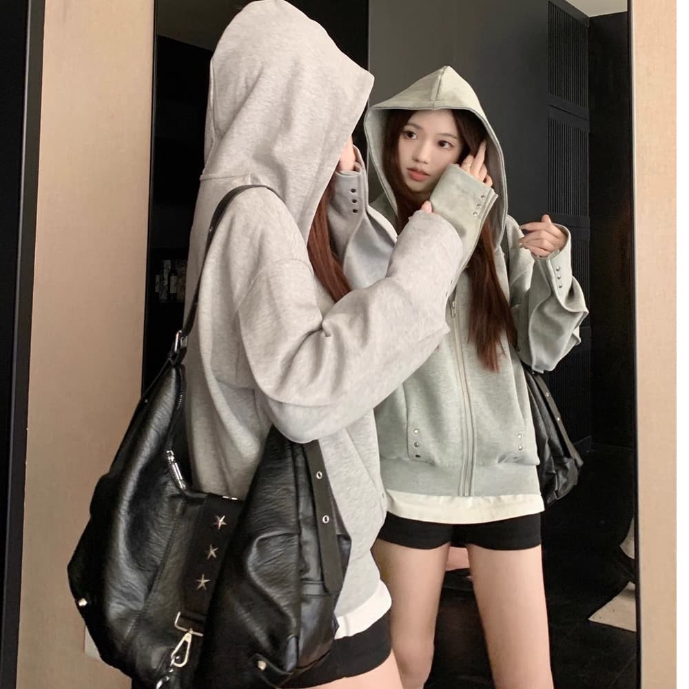 원본 공정 순수한 Mianhua 면 복합 이후 패키지 칼라 징 후드 티 스웨터 여성 코트 상세 이미지 4