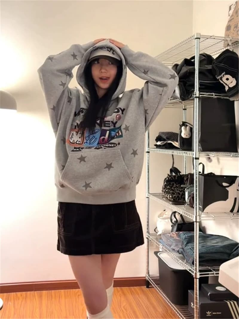 광저우 순수한 Mianhua 면 복합 얇은 스타일 보안 버클 행침 카드 프린트 후드티 이미지 3