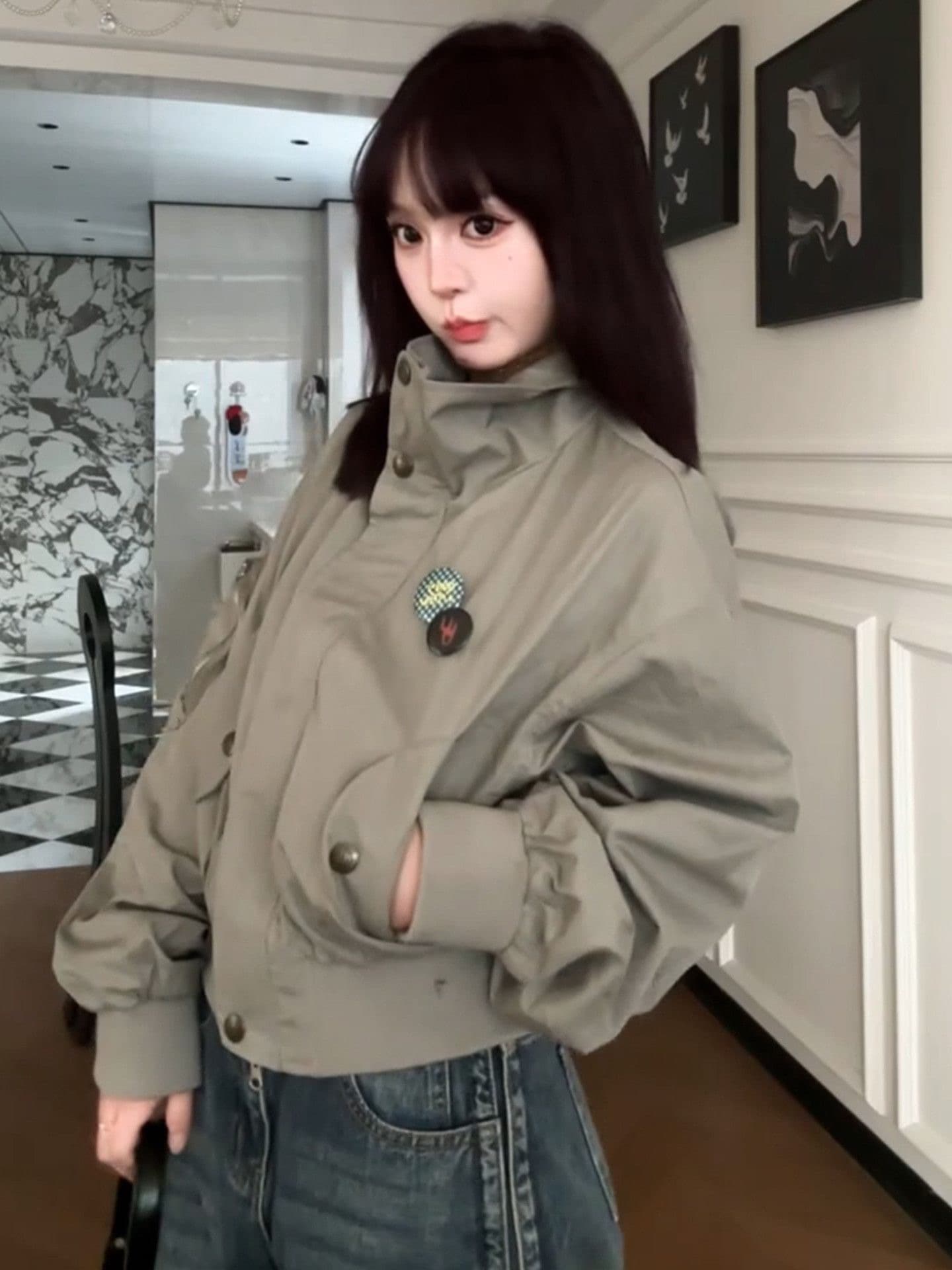 아메리칸 레트로 플라잉 재킷 여성 코트 가을 겨울 2026 년 새로운 고급 센스 루즈핏 슬림해 보이는 야구 유니폼 맨위 이미지 4