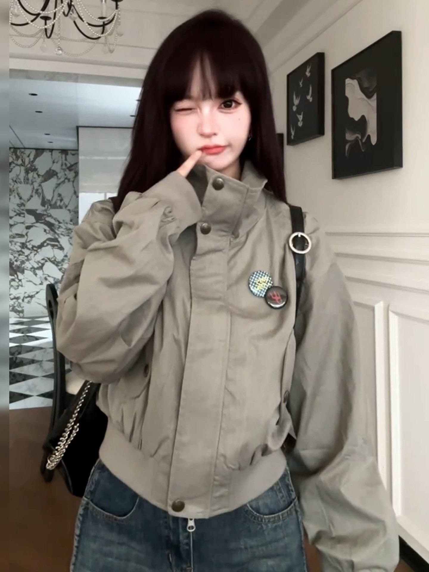 아메리칸 레트로 플라잉 재킷 여성 코트 가을 겨울 2026 년 새로운 고급 센스 루즈핏 슬림해 보이는 야구 유니폼 맨위 상세 이미지 1