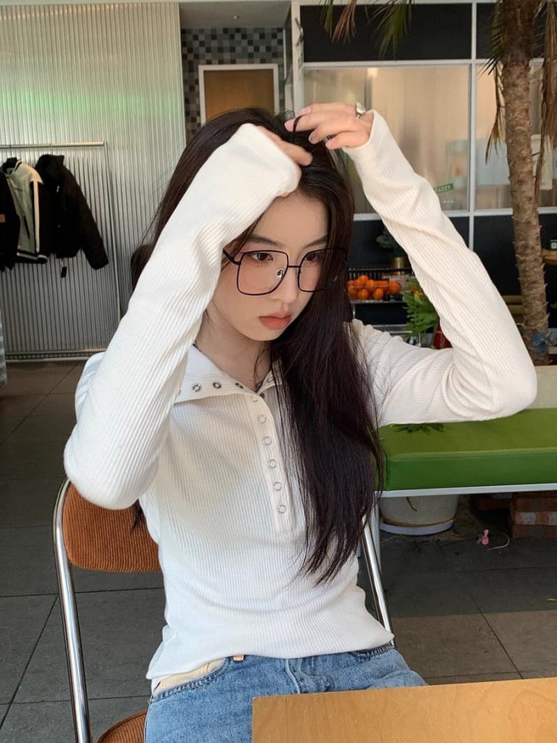 광저우 원본 원단 260 그램 사람들 면 화이트 루즈핏 긍정적 인 어깨 긴팔 티셔츠 여성 가을 이미지 2