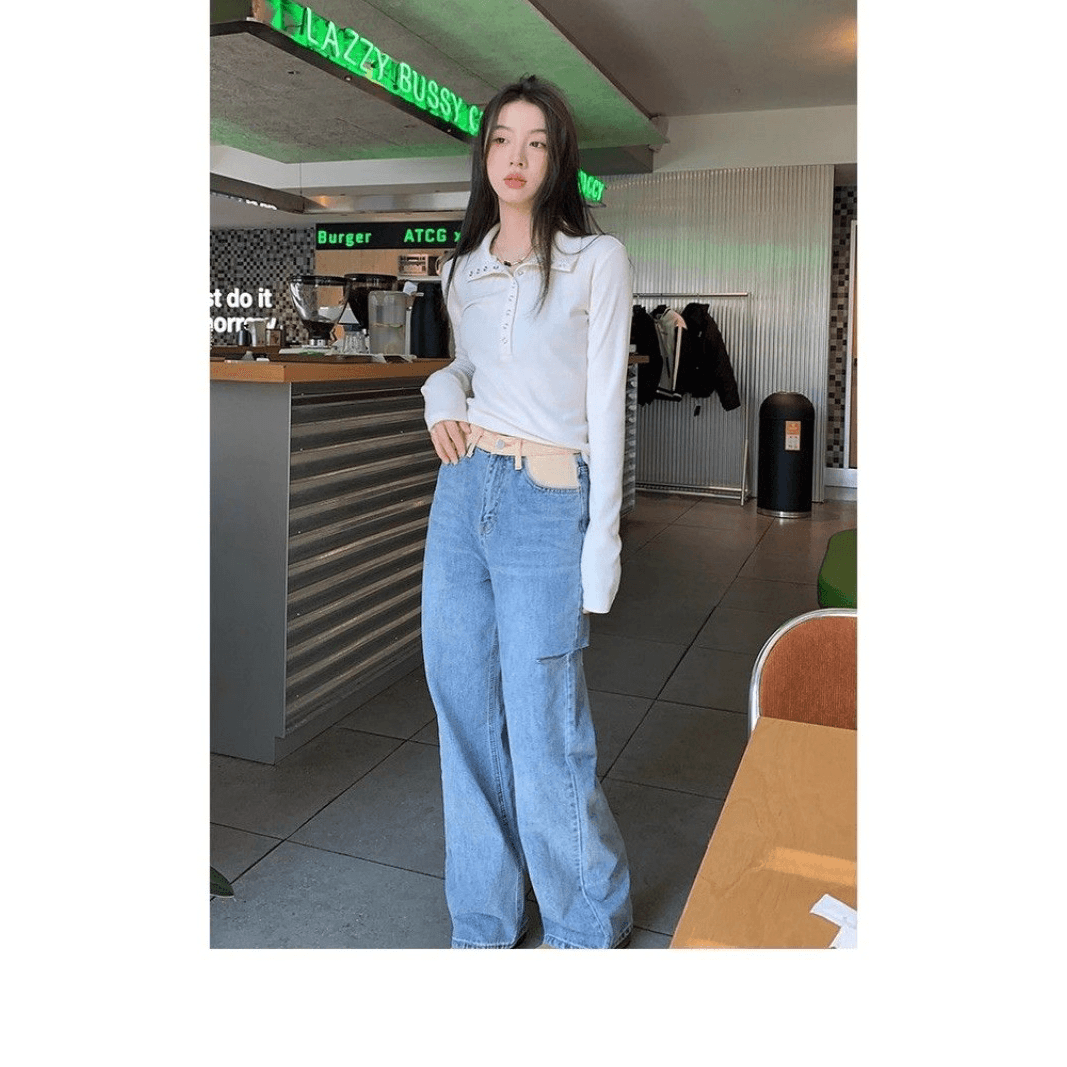 광저우 원본 원단 260 그램 사람들 면 화이트 루즈핏 긍정적 인 어깨 긴팔 티셔츠 여성 가을 이미지 5