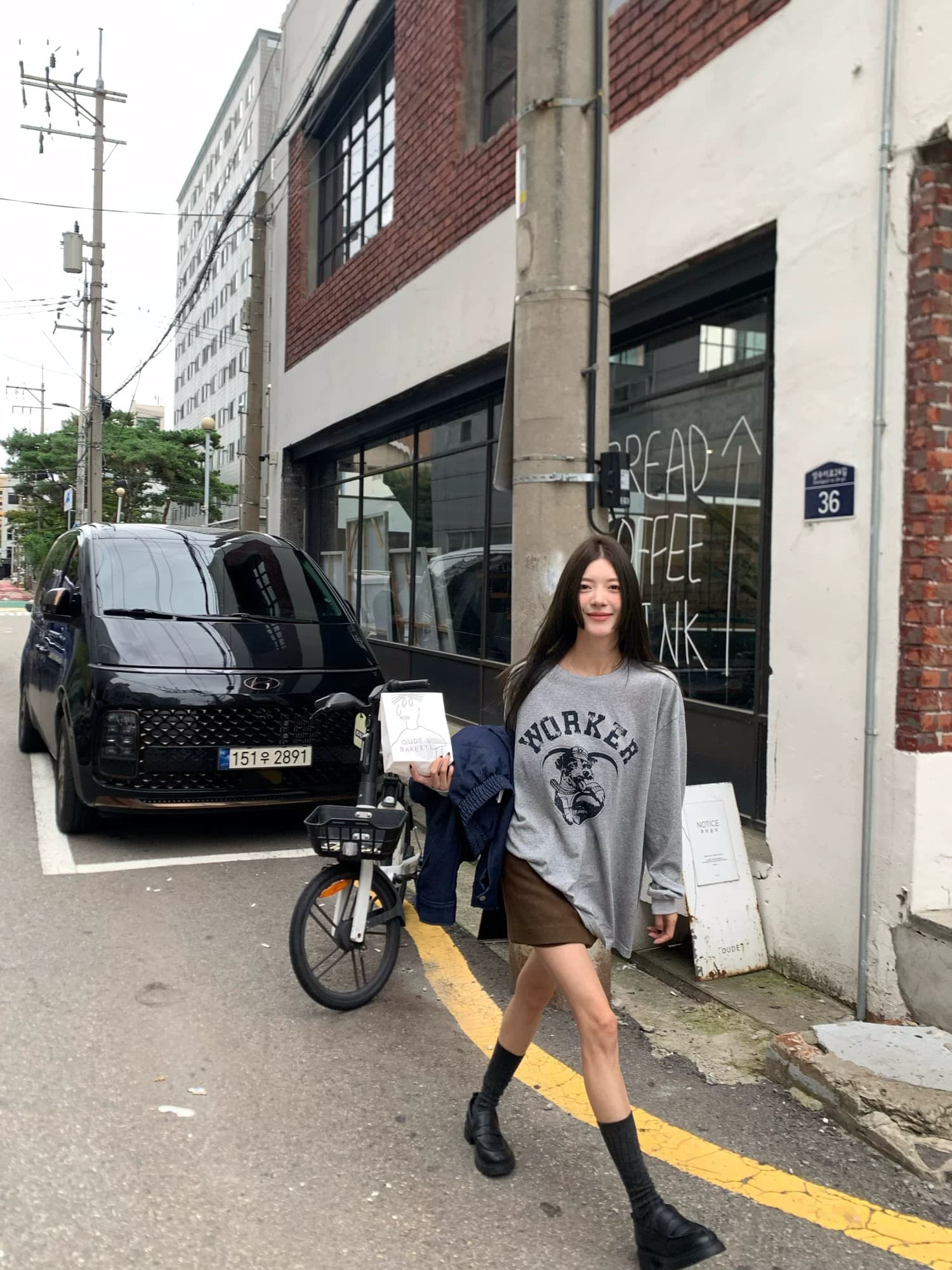 같은 op yy 노크 순면 루즈핏 가을 루즈핏 강아지 프린트 긴팔 이미지 3