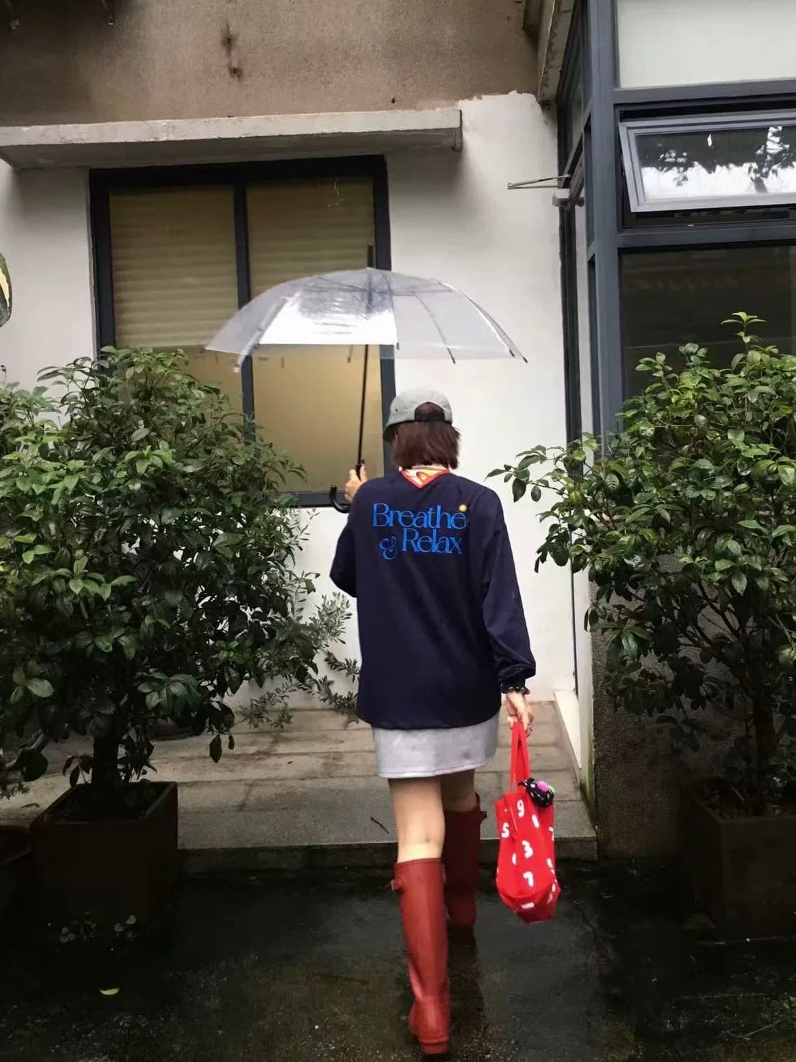 한 부서 가을 캐주얼 무거운 순면 느슨함 트렌디 긴팔 티셔츠 이미지 4