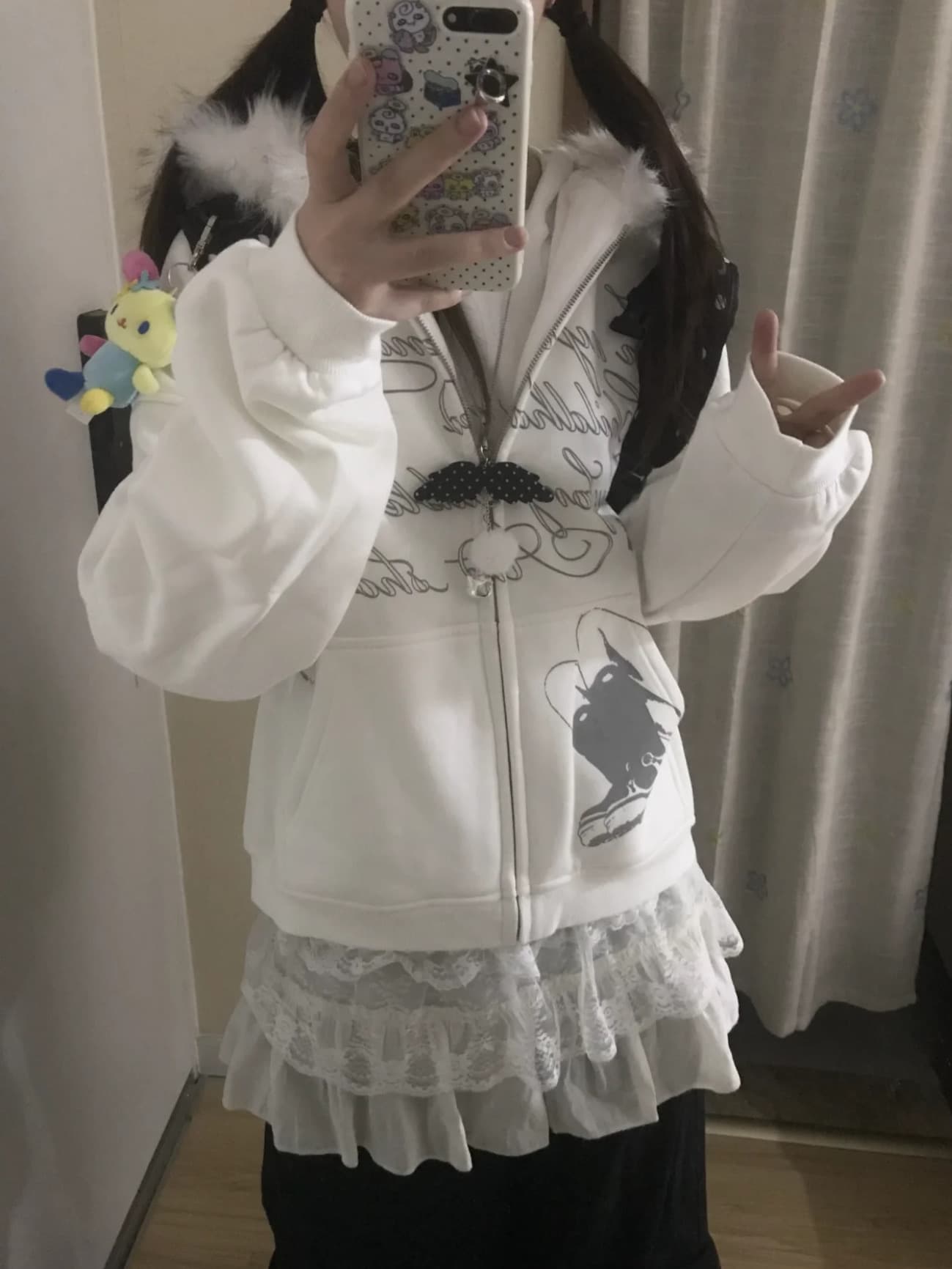 있음 선적 얇은 스타일 원본 솜씨 아니요 해체 모피 칼라 순수한 Mianhua 면 후드 티 스웨터 상세 이미지 5